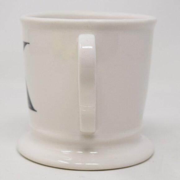 Anthropologie Mug K Initial Shaving Barber Cup Monogram White Black Boho 12 oz - Picture 3 of 10